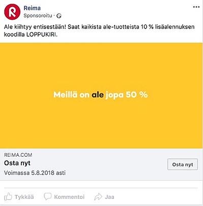 Reiman facebook mainos
