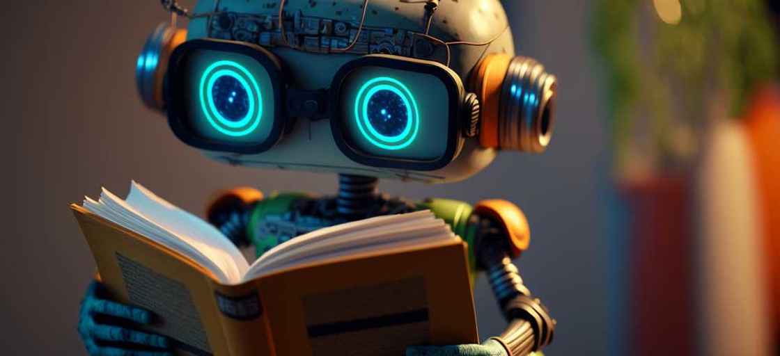 Liten robot läser bok