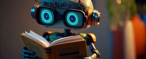 Liten robot läser bok