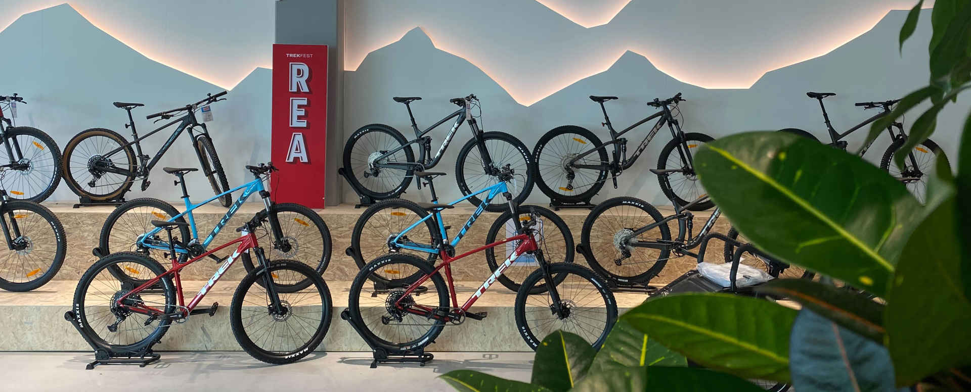 Cyklar uppställda i butik