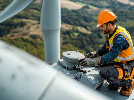 Mekaniker på ett vindkraftverk