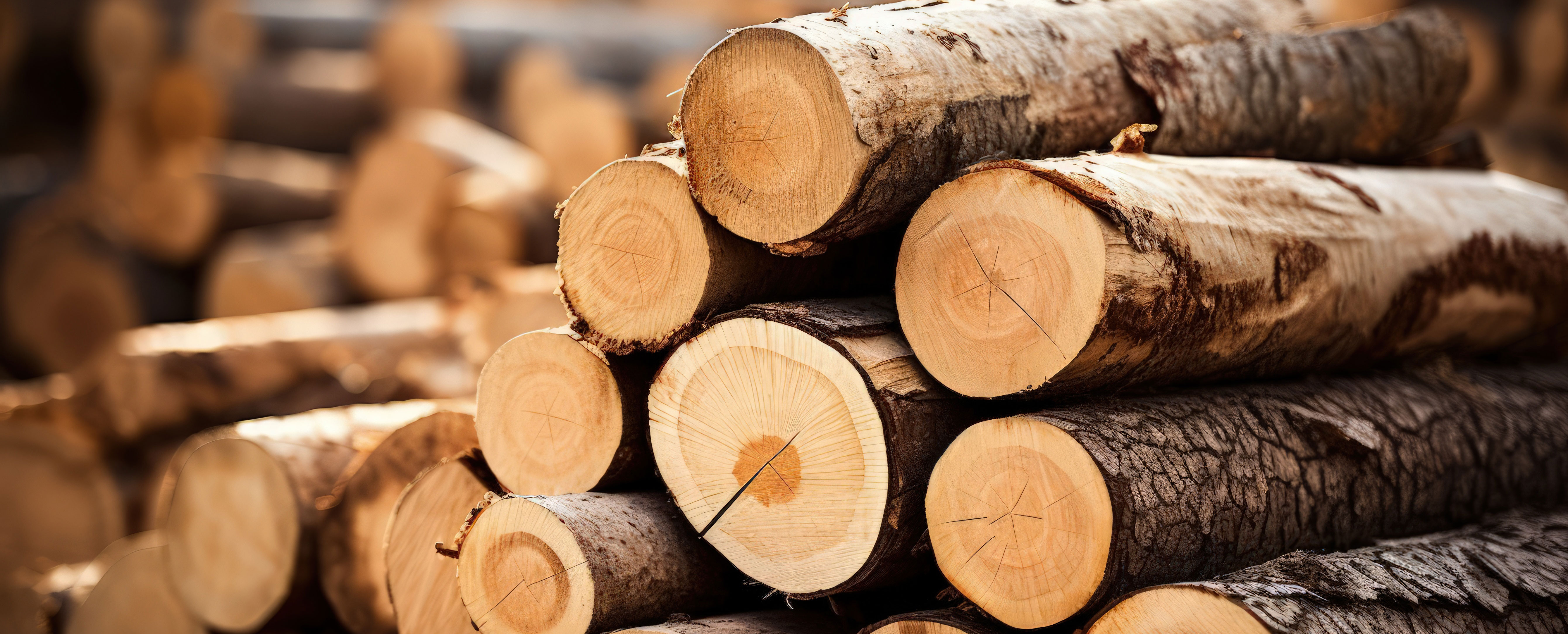 Trave med timmerstockar