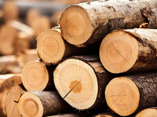 Trave med timmerstockar