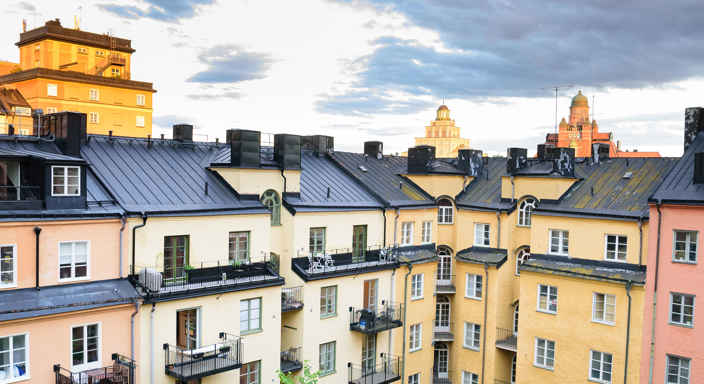 Stadsvy över husfasader