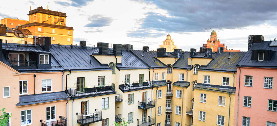 Stadsvy över husfasader