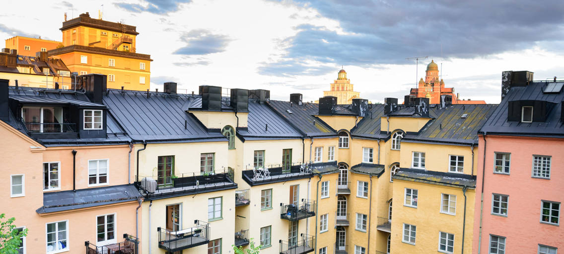 Stadsvy över husfasader