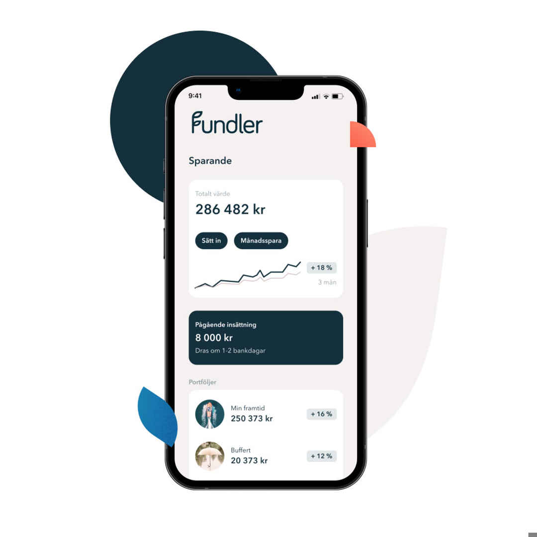 Mobilvy över Fundlers sparapp